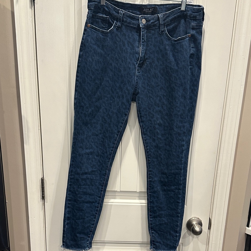 Judy Blue Animal Print Dark Wash Skinny Jeans